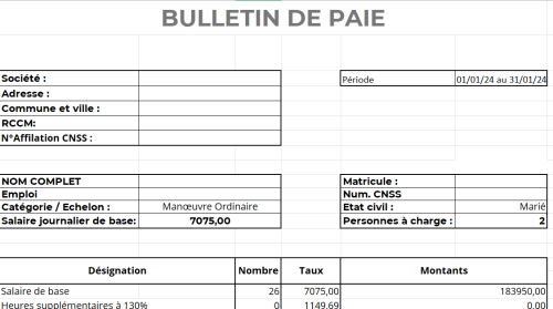 bulletinde paie en rdc