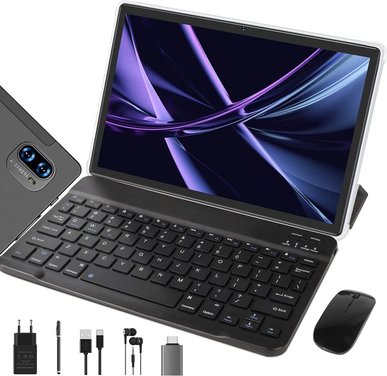 YESTEL Tablette Tactile 10 Pouces avec 5G WiFi, 8 cœurs 2.0 Ghz Android 11, 4 Go RAM + 64 Go ROM (TF 512 Go), Bluetooth 5.0, Batterie 8000mAh, 5MP+8MP, Tablette 2 en 1 avec Clavier, Souris, Gris