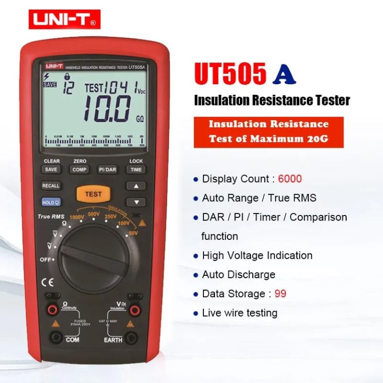 UNI-T Uni-trend Ground resistance meter UT505A 505B 1000V Digital Handheld True RMS Megger Insulation Resistance Meter Tester Multimeter Ohm Voltmeter Megohmmeter(UT505A) Visiter la boutique UNI-T