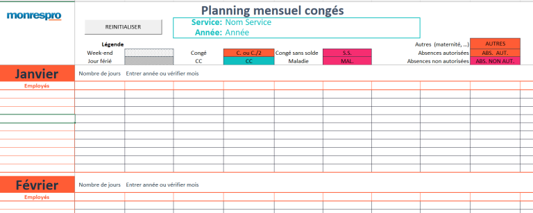 Planning conges rdc
